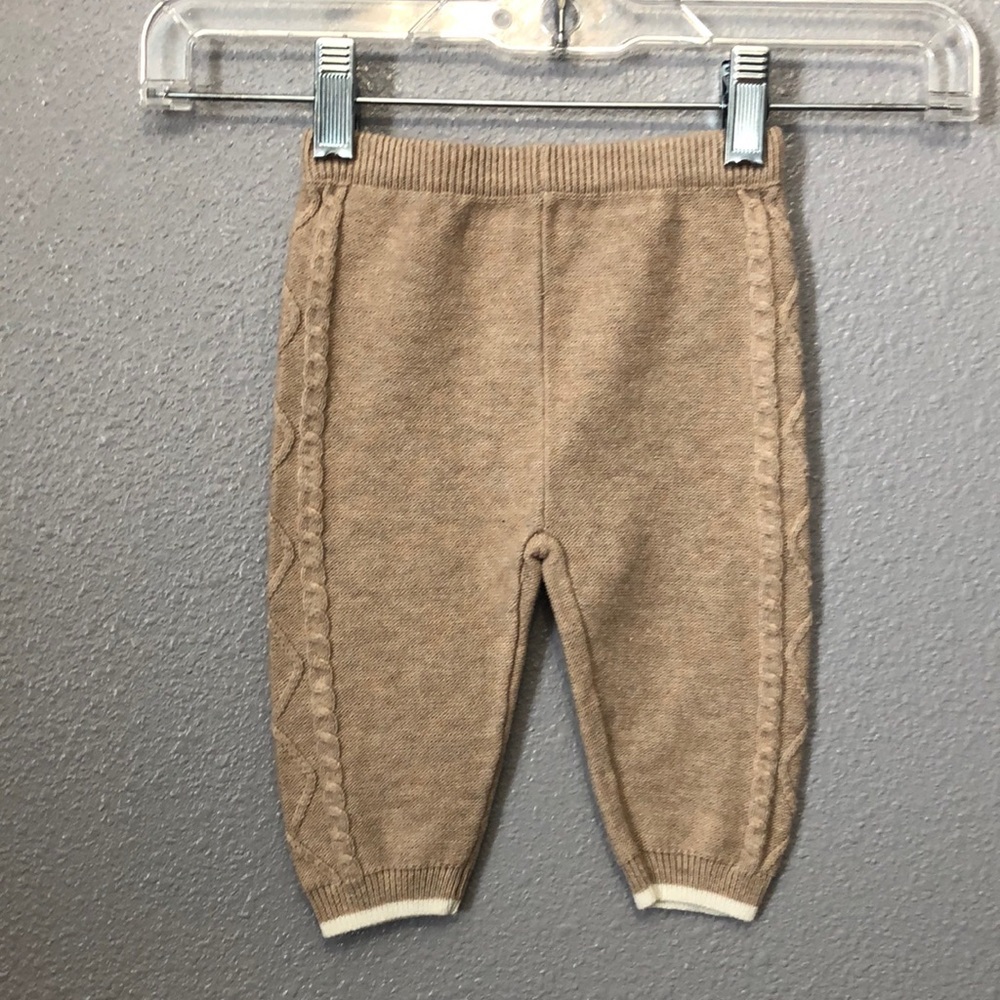 Edgehill Collection baby pants 6 months 6M brown tan knit cotton polyester EUC
